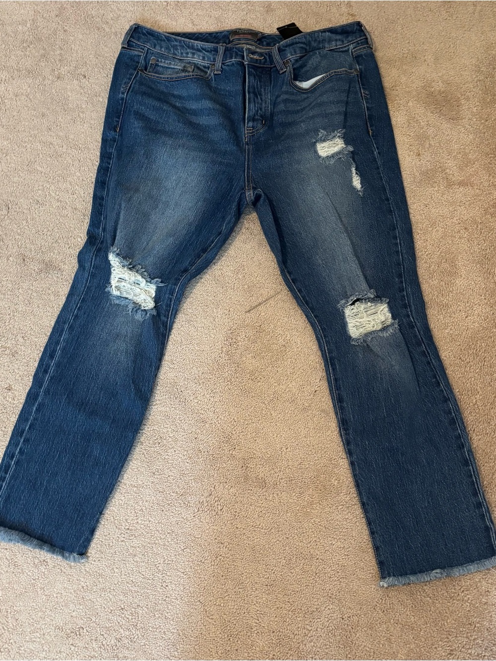 Torrid High Rise Straight Distressed Dark Wash Women’s Jeans - Blue